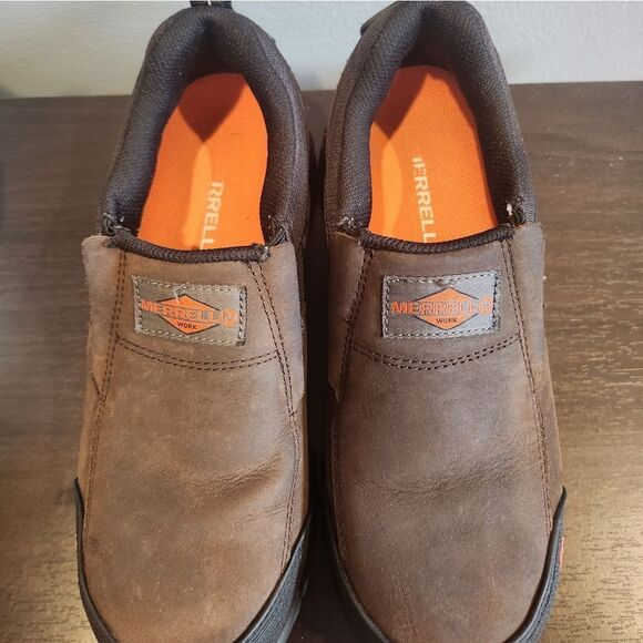 Merrell Brown and Orange Slip-On Loafers Rugged Design main image 4